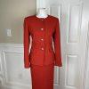 SAG HARBOR 2PC Orange Polyester Lined Collarless Ruffle Skirt Suit Size 8