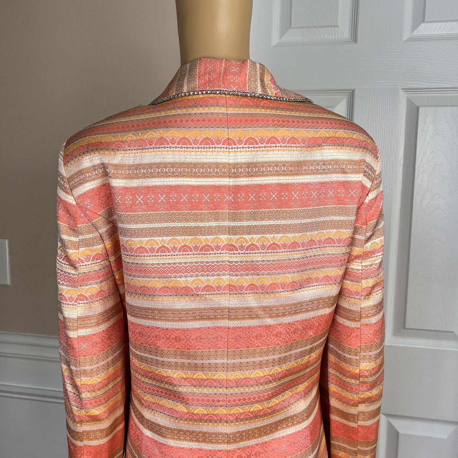 10-3508.jpg MOSHITA COUTURE 2PC Multicolor Beaded Acetate Metallic Lined Skirt Suit Size 14