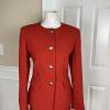 SAG HARBOR 2PC Orange Polyester Lined Collarless Ruffle Skirt Suit Size 8