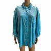 Laina Rauma Velvet Blue Sweater XXL Lounge Wear Stretch Soft Luxe Short Sleeve