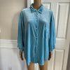 Laina Rauma Velvet Blue Sweater XXL Lounge Wear Stretch Soft Luxe Short Sleeve