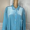 Laina Rauma Velvet Blue Sweater XXL Lounge Wear Stretch Soft Luxe Short Sleeve