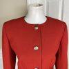SAG HARBOR 2PC Orange Polyester Lined Collarless Ruffle Skirt Suit Size 8