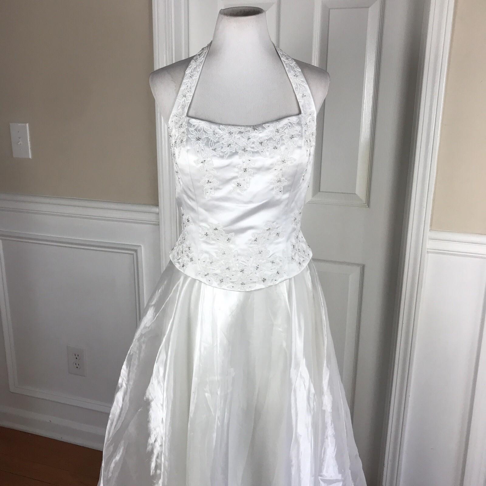 Aspeed Women Polyester Dress Size L White Vintage Beaded Wedding Open back