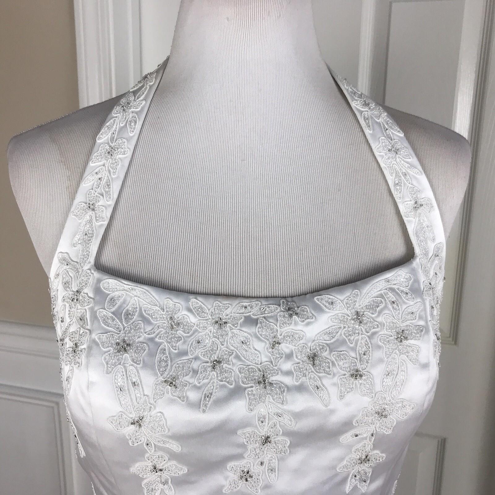 Aspeed Women Polyester Dress Size L White Vintage Beaded Wedding Open back