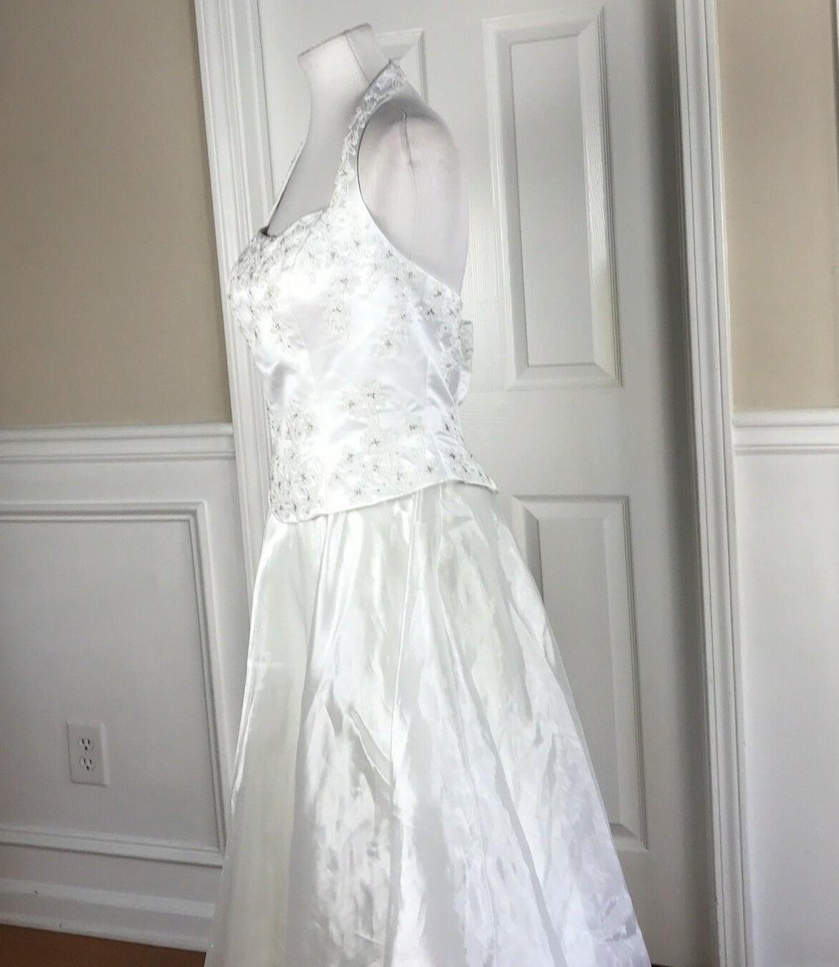 Aspeed Women Polyester Dress Size L White Vintage Beaded Wedding Open back