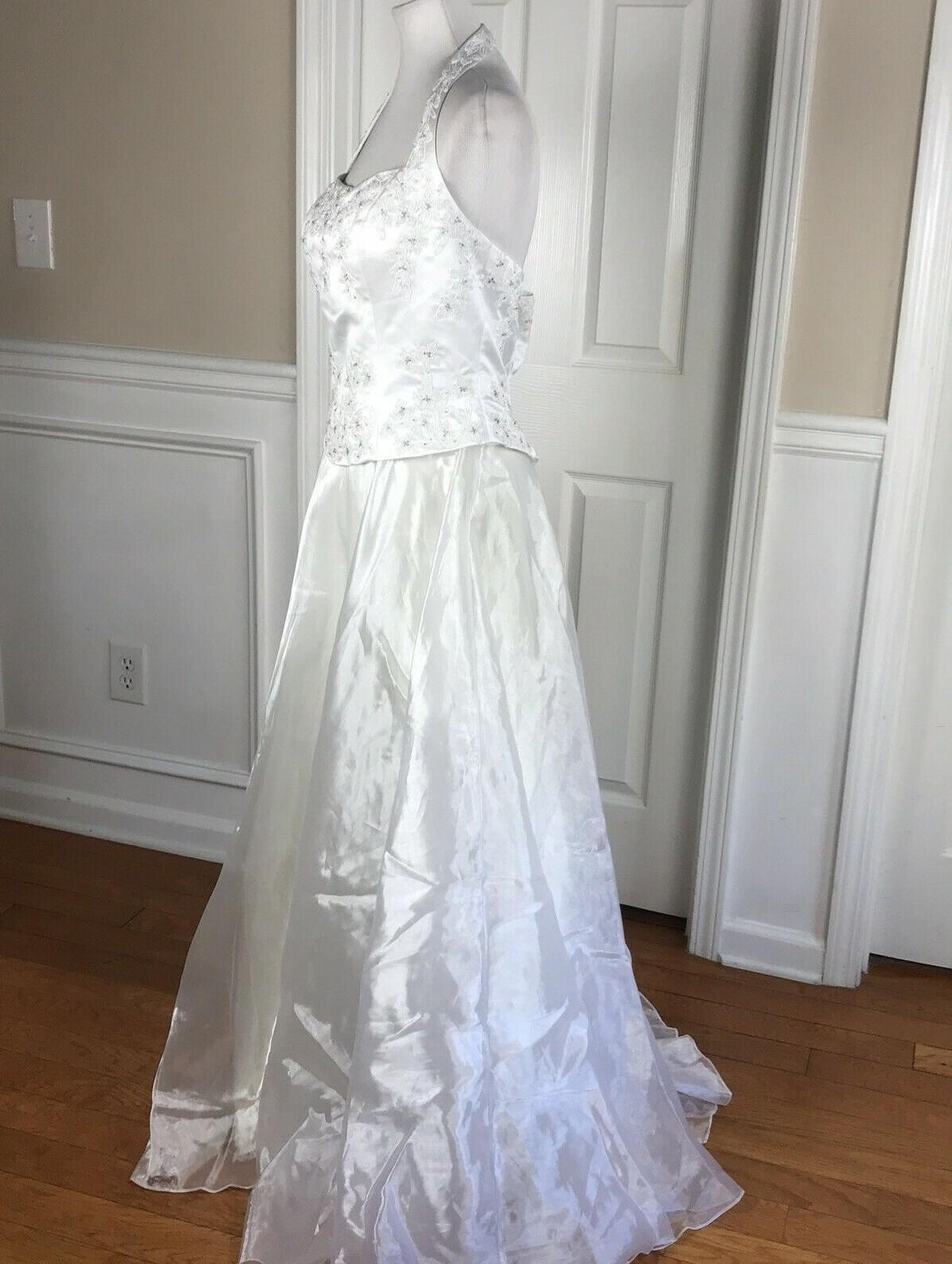 Aspeed Women Polyester Dress Size L White Vintage Beaded Wedding Open back