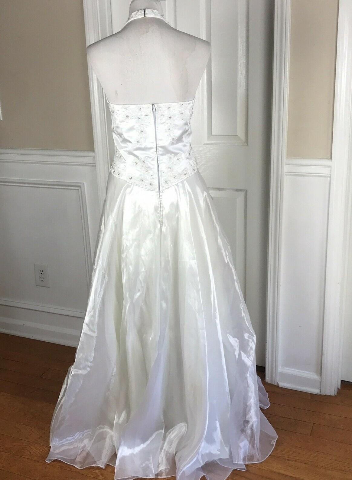 Aspeed Women Polyester Dress Size L White Vintage Beaded Wedding Open back