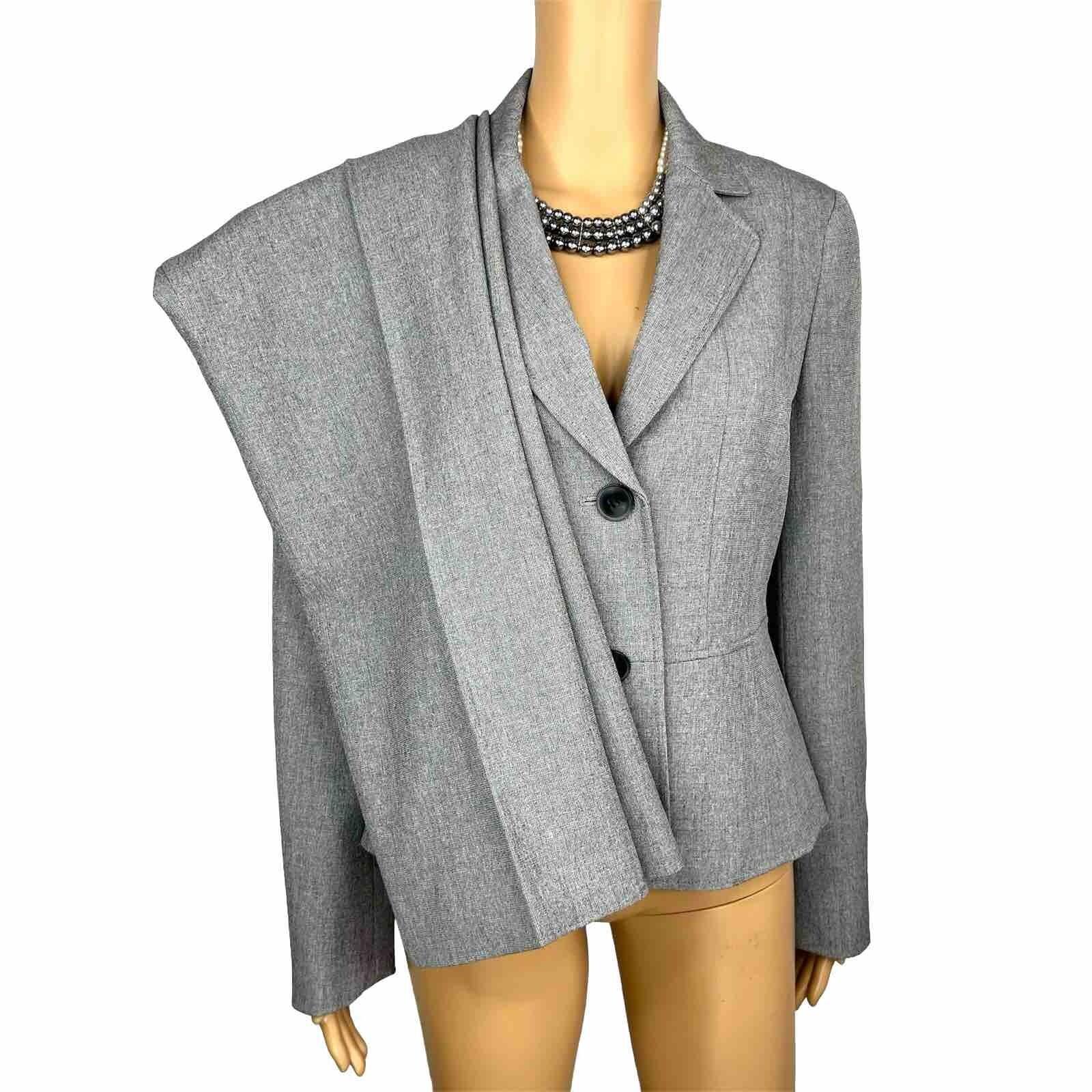 KASPER Women Polyester Spandex Pant Suit Size 8 Light Gray Notch Collar 2PC