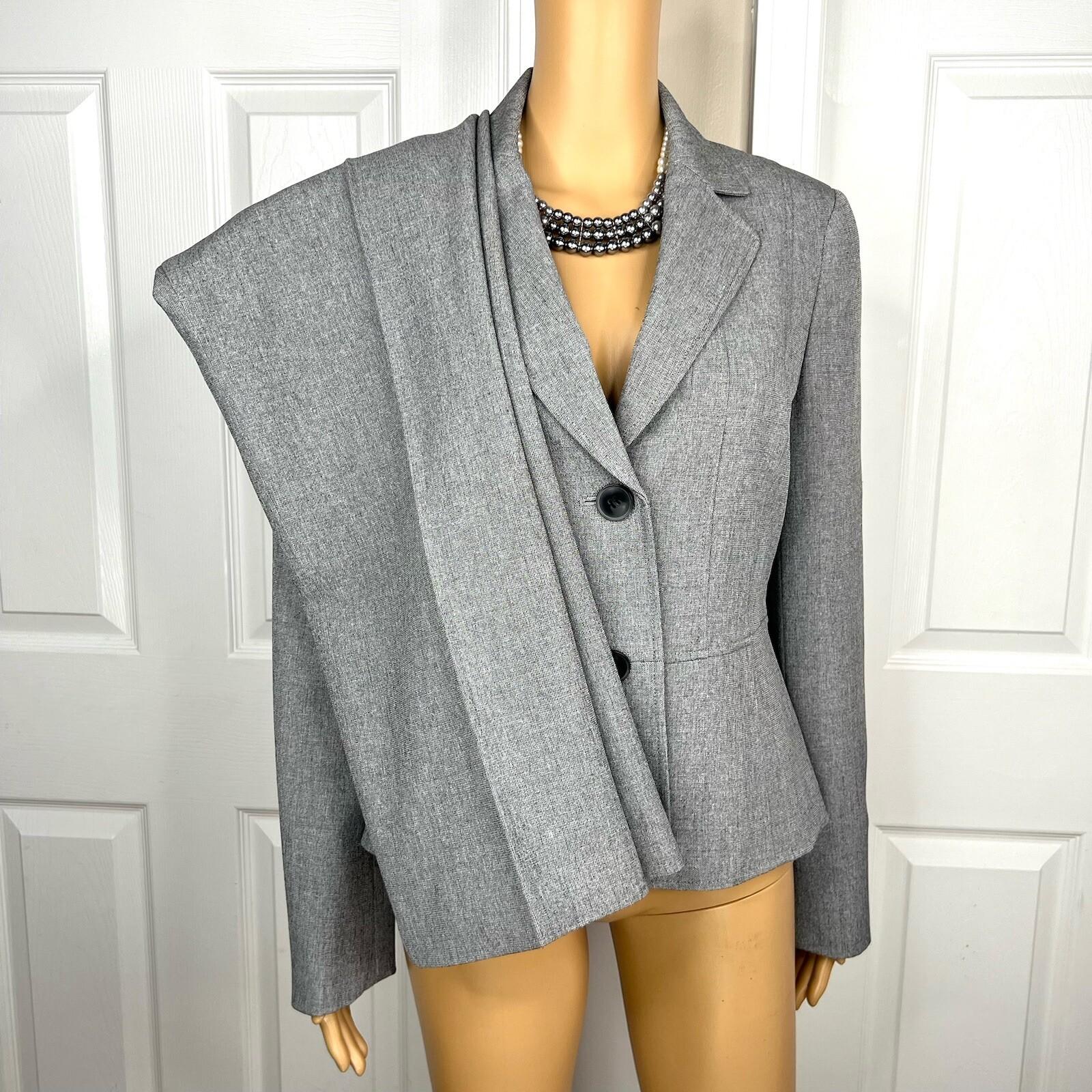 KASPER Women Polyester Spandex Pant Suit Size 8 Light Gray Notch Collar 2PC
