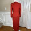 SAG HARBOR 2PC Orange Polyester Lined Collarless Ruffle Skirt Suit Size 8