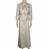 JS COLLECTION VTG Polyester Skirt Suit Top Size 10 Champagne Formal Evening 3PC