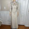 JS COLLECTION VTG Polyester Skirt Suit Top Size 10 Champagne Formal Evening 3PC