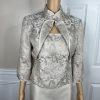 JS COLLECTION VTG Polyester Skirt Suit Top Size 10 Champagne Formal Evening 3PC