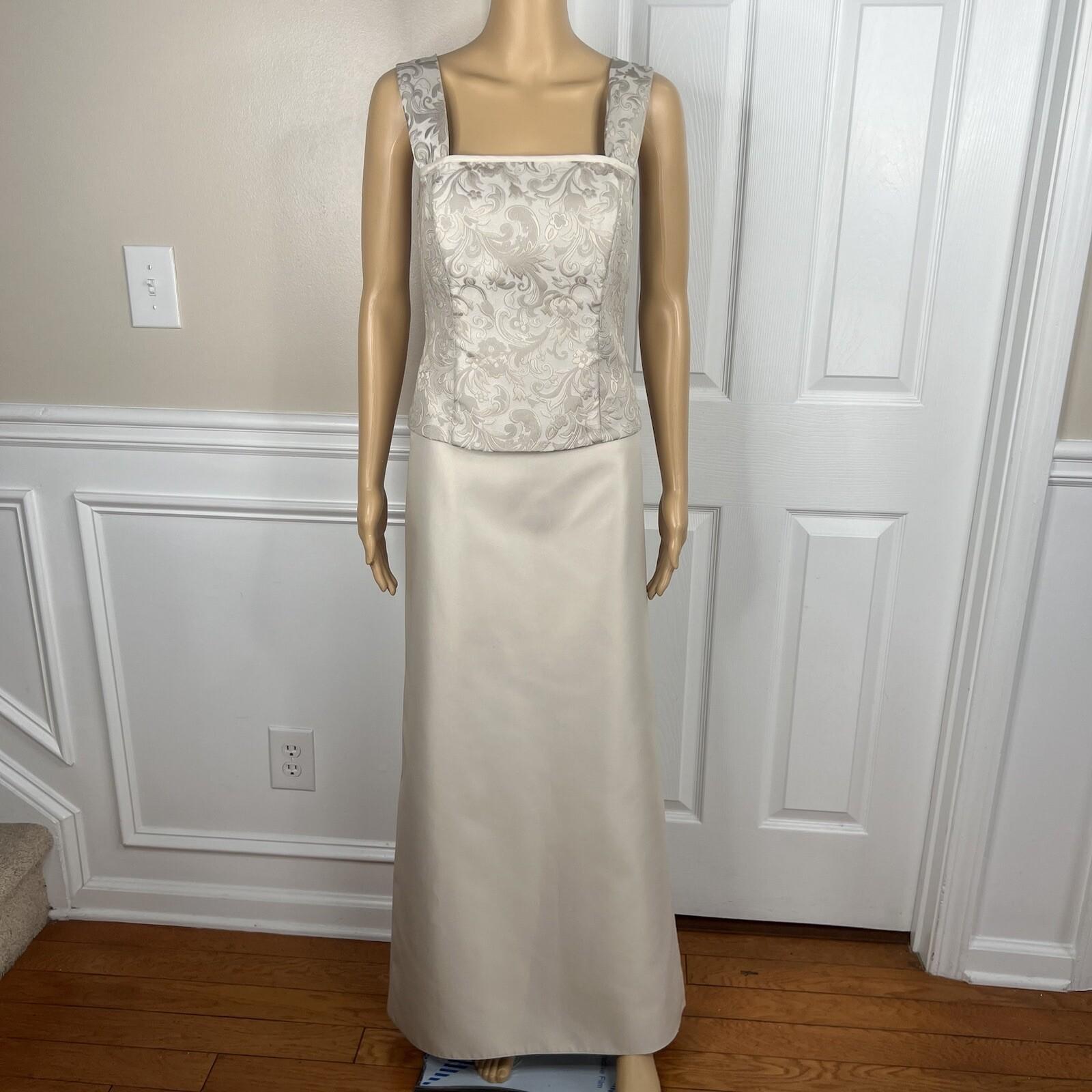 JS COLLECTION VTG Polyester Skirt Suit Top Size 10 Champagne Formal Evening 3PC