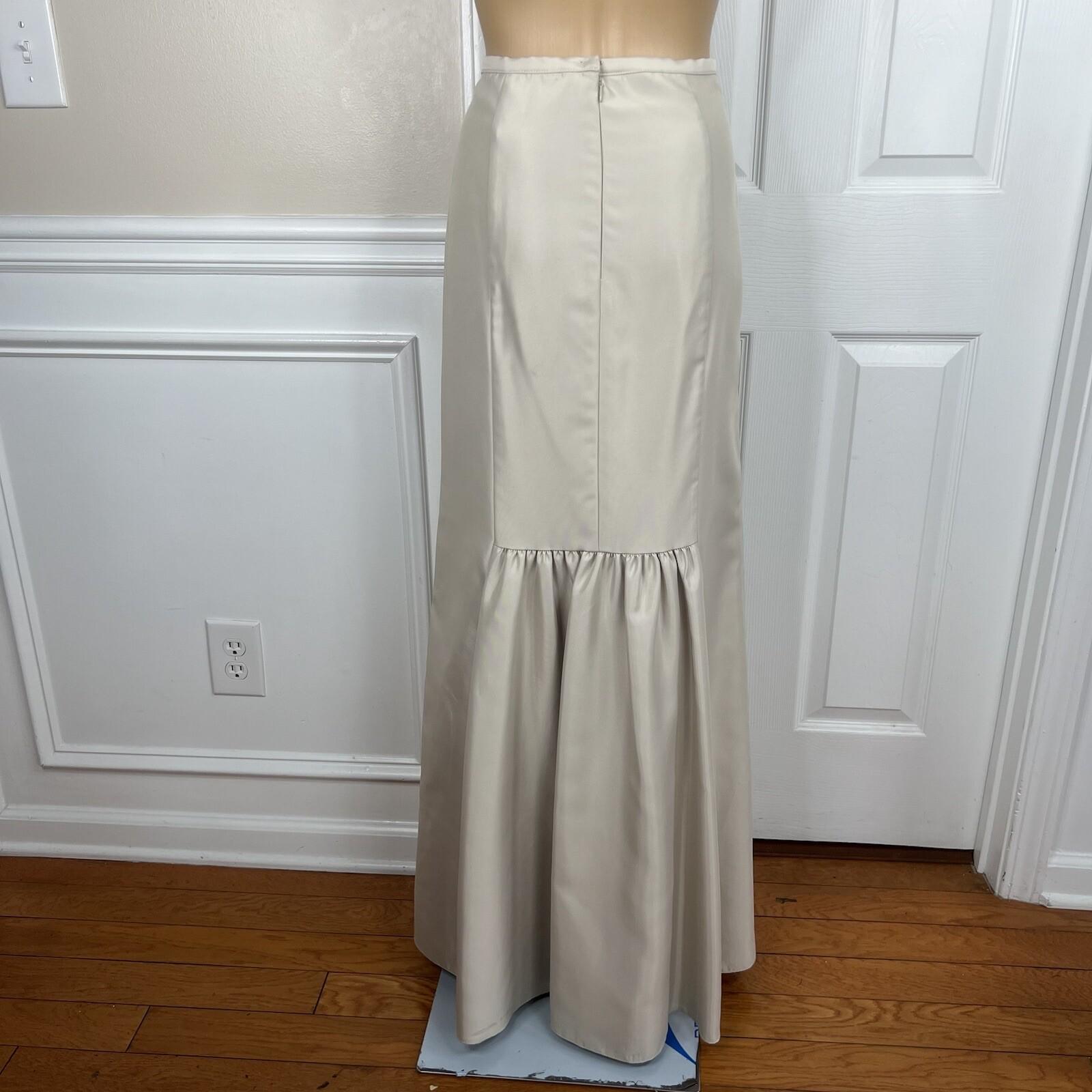 JS COLLECTION VTG Polyester Skirt Suit Top Size 10 Champagne Formal Evening 3PC