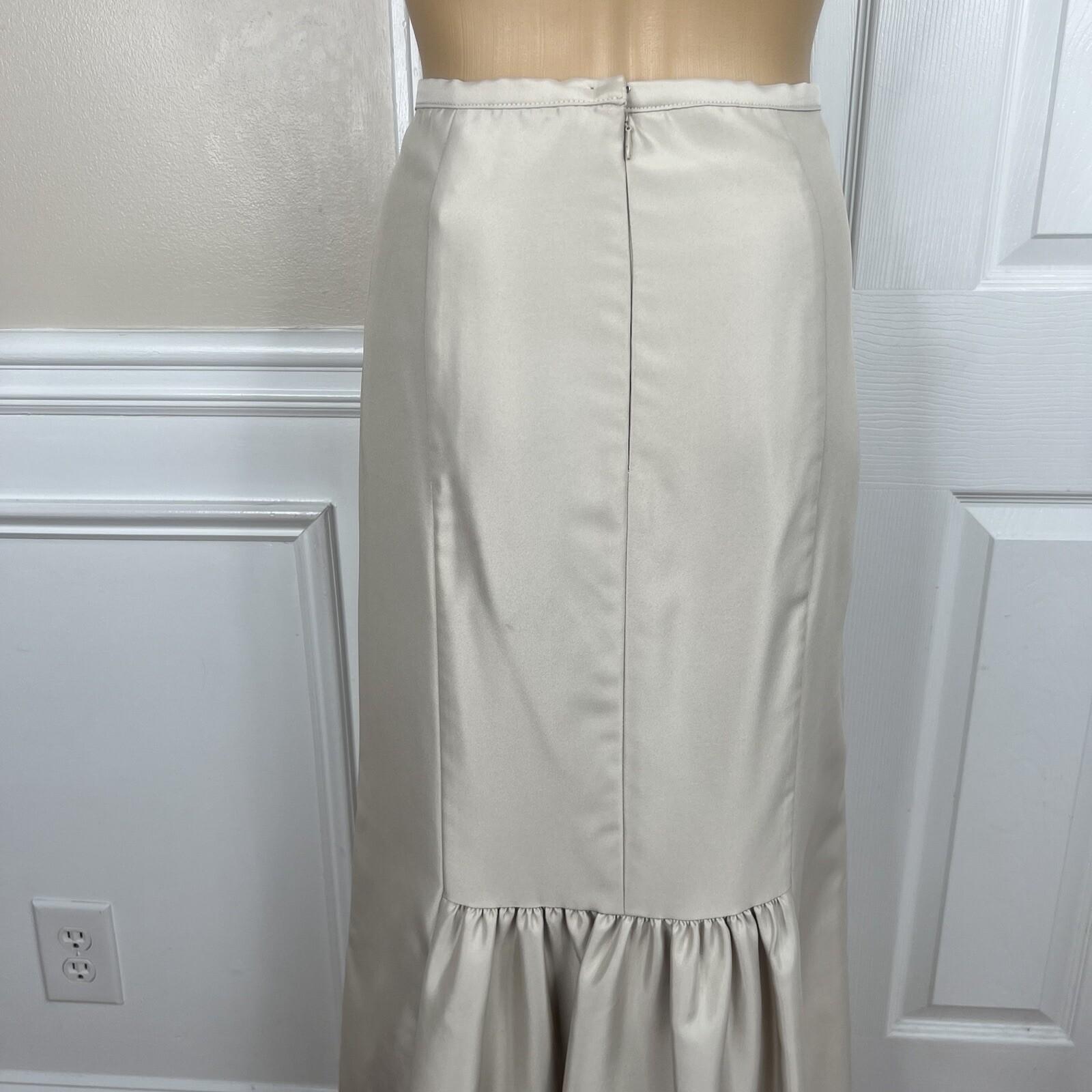 JS COLLECTION VTG Polyester Skirt Suit Top Size 10 Champagne Formal Evening 3PC