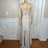 JS COLLECTION VTG Polyester Skirt Suit Top Size 10 Champagne Formal Evening 3PC