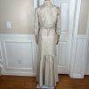 JS COLLECTION VTG Polyester Skirt Suit Top Size 10 Champagne Formal Evening 3PC