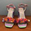 Betsey Johnson Block Heels Floral 10M Quinta Sandal Pearly Beads