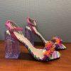 Betsey Johnson Block Heels Floral 10M Quinta Sandal Pearly Beads