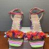 Betsey Johnson Block Heels Floral 10M Quinta Sandal Pearly Beads
