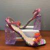 Betsey Johnson Block Heels Floral 10M Quinta Sandal Pearly Beads