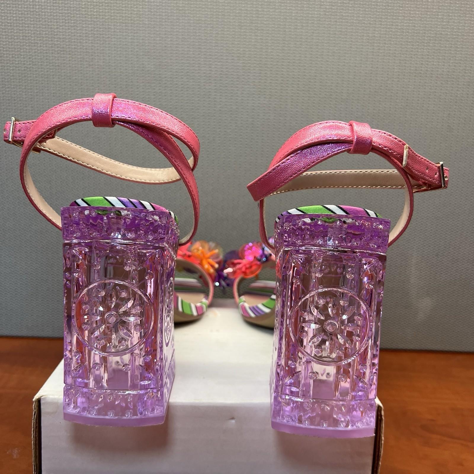 Betsey Johnson Block Heels Floral 10M Quinta Sandal Pearly Beads