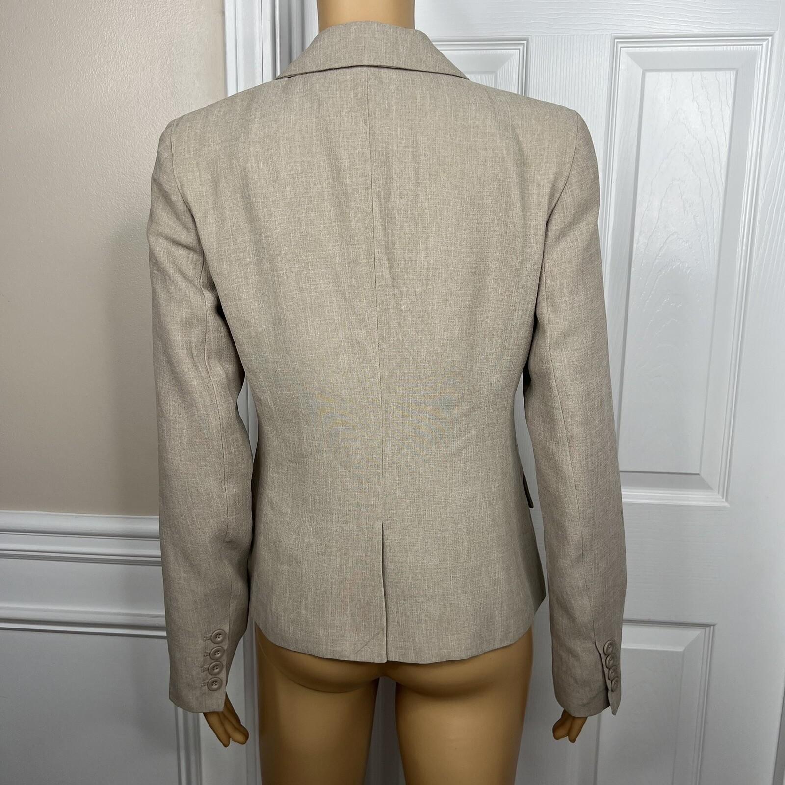 New York & CO Polyester Pant Suit Size 2 Beige Crepe Janet Street Trouser 2PC