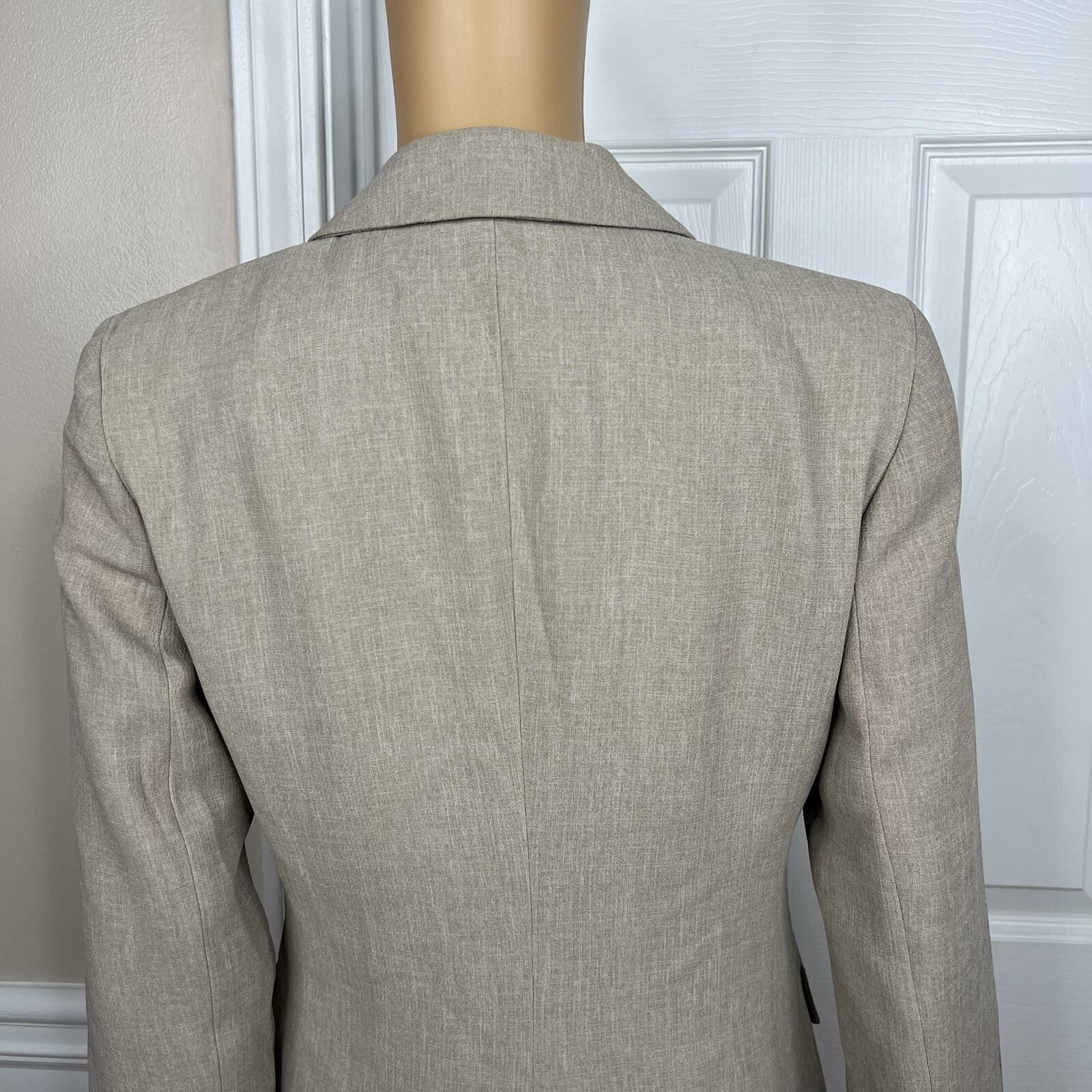 New York & CO Polyester Pant Suit Size 2 Beige Crepe Janet Street Trouser 2PC