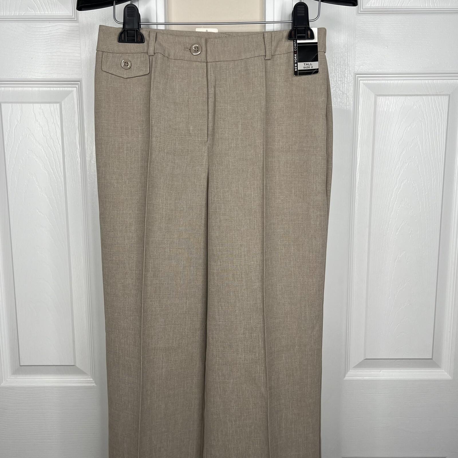New York & CO Polyester Pant Suit Size 2 Beige Crepe Janet Street Trouser 2PC