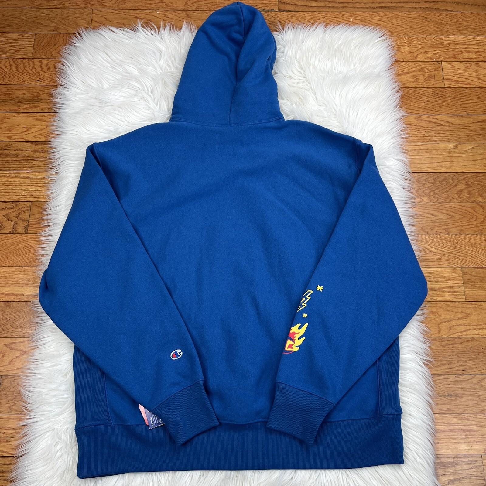 Champion Reverse Weave Hoodie Sweatshirt Size 2XL Living in Blue Skateboard