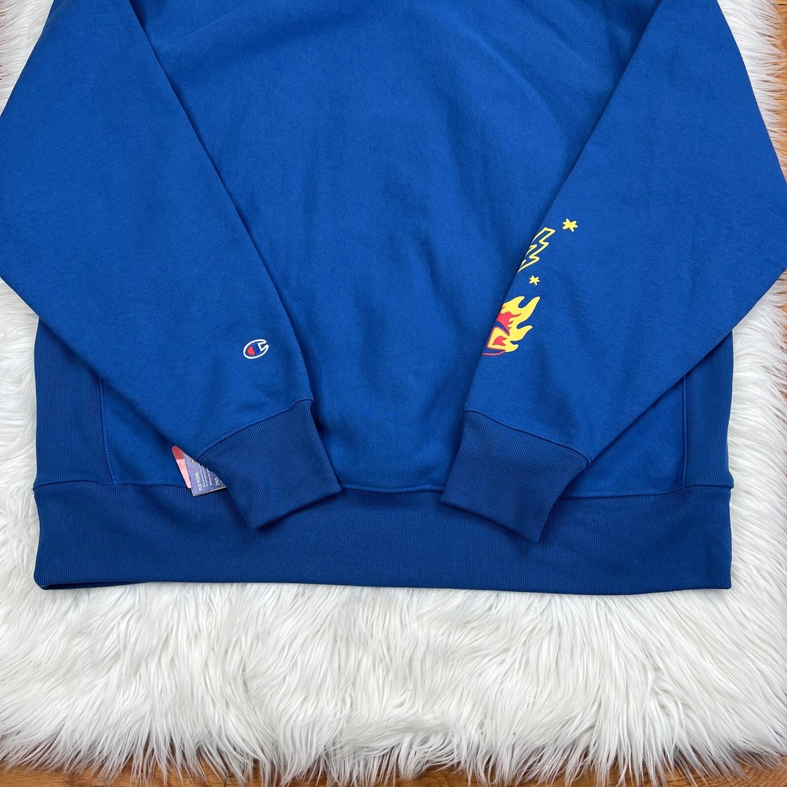 Champion Reverse Weave Hoodie Sweatshirt Size 2XL Living in Blue Skateboard