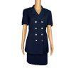 KASPER ASL 2PC VTG Dark Blue Double Breasted Polyester Cocktail Skirt Suit SZ 6