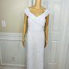 New JJ'S HOUSE White Sequin Lace Off Shoulder Lined Maxi Wedding Dress Size 14