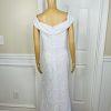 New JJ'S HOUSE White Sequin Lace Off Shoulder Lined Maxi Wedding Dress Size 14