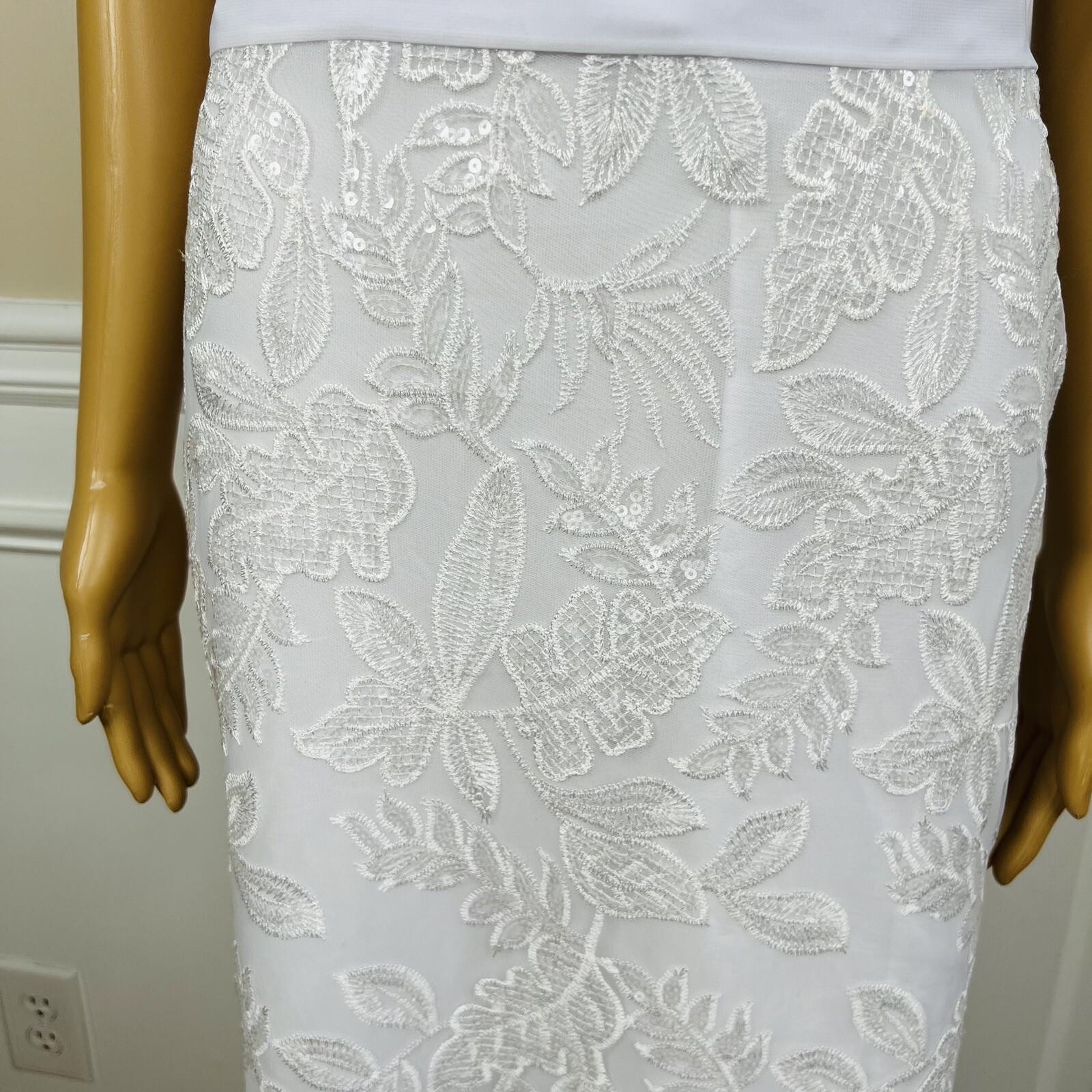 New JJ'S HOUSE White Sequin Lace Off Shoulder Lined Maxi Wedding Dress Size 14