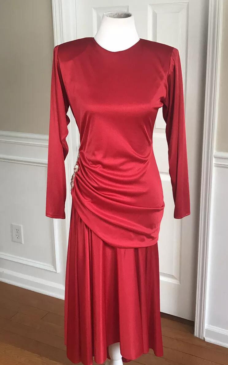 10-3602.jpg NIGHT VISIONZ California Vintage Stretched Red High Low Vintage Dress Size 9/10
