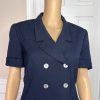 KASPER ASL 2PC VTG Dark Blue Double Breasted Polyester Cocktail Skirt Suit SZ 6