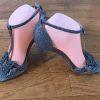 INC International Concepts Women Rainor Fabric Peep Toe Pewter Bling Size 7.5 M