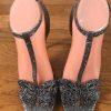 INC International Concepts Women Rainor Fabric Peep Toe Pewter Bling Size 7.5 M