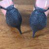 INC International Concepts Women Rainor Fabric Peep Toe Pewter Bling Size 7.5 M