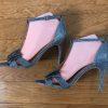 INC International Concepts Women Rainor Fabric Peep Toe Pewter Bling Size 7.5 M
