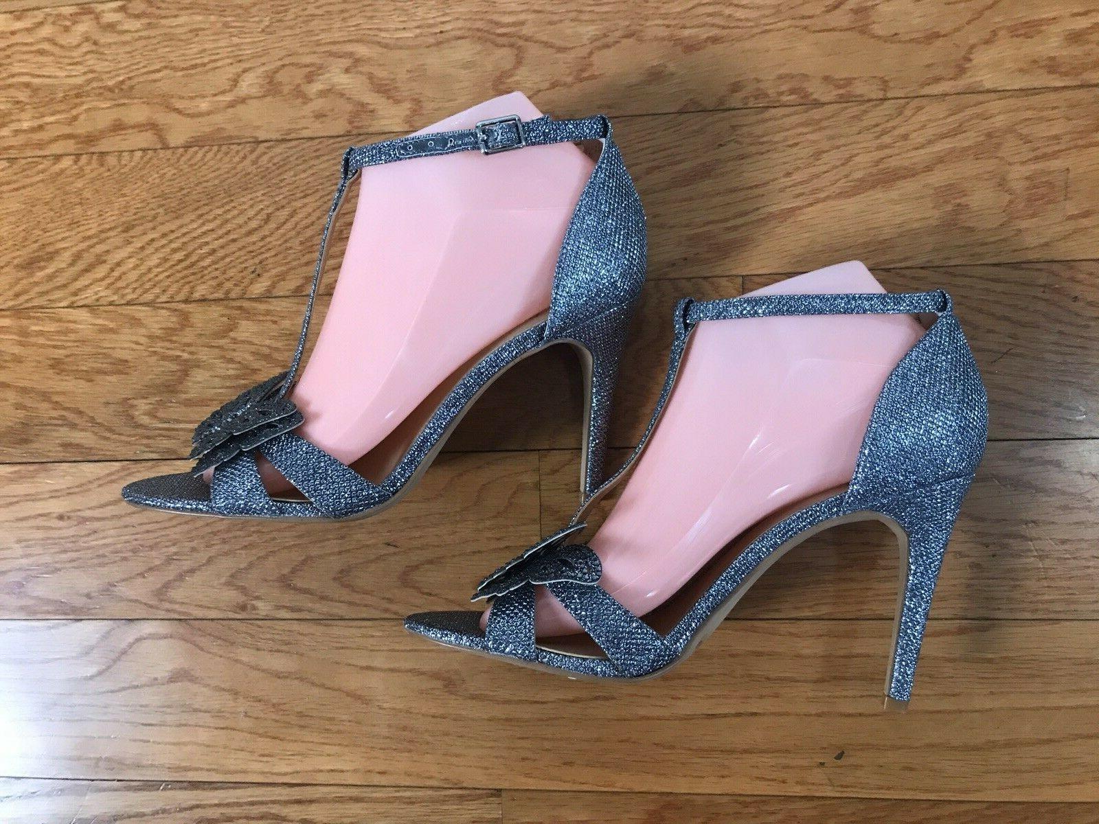 INC International Concepts Women Rainor Fabric Peep Toe Pewter Bling Size 7.5 M