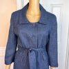 Larry Levine Polyester Skirt Suit 12 Blue Lined Pleated Belted Shawl Collar New