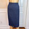 Larry Levine Polyester Skirt Suit 12 Blue Lined Pleated Belted Shawl Collar New