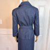 Larry Levine Polyester Skirt Suit 12 Blue Lined Pleated Belted Shawl Collar New