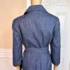 Larry Levine Polyester Skirt Suit 12 Blue Lined Pleated Belted Shawl Collar New