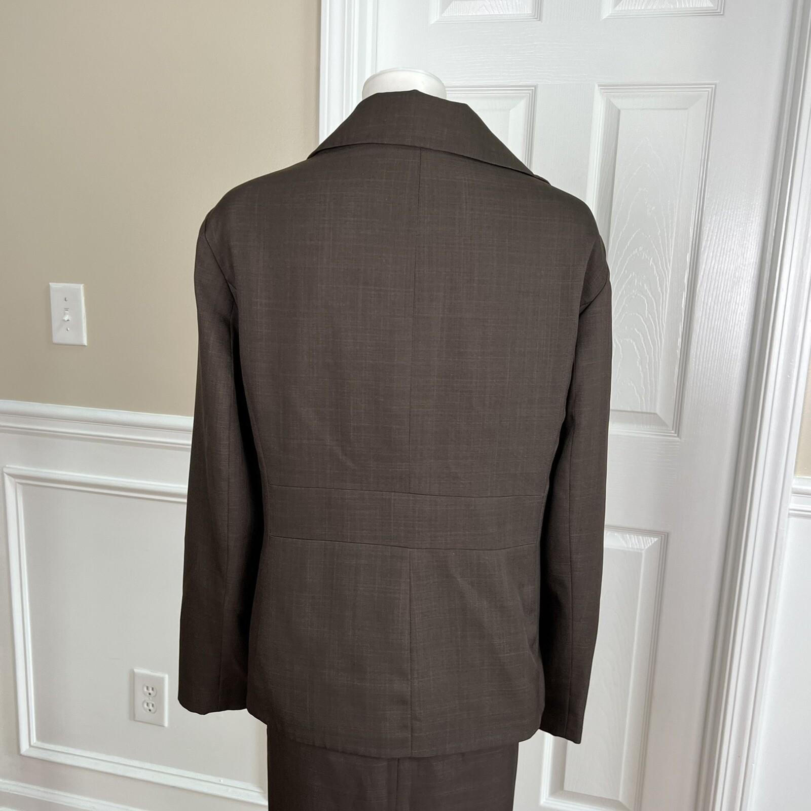 10-3668.jpg Isabella Polyester Brown Skirt Suit Size 22W Lined Notch Collar Ruffle 2 Piece