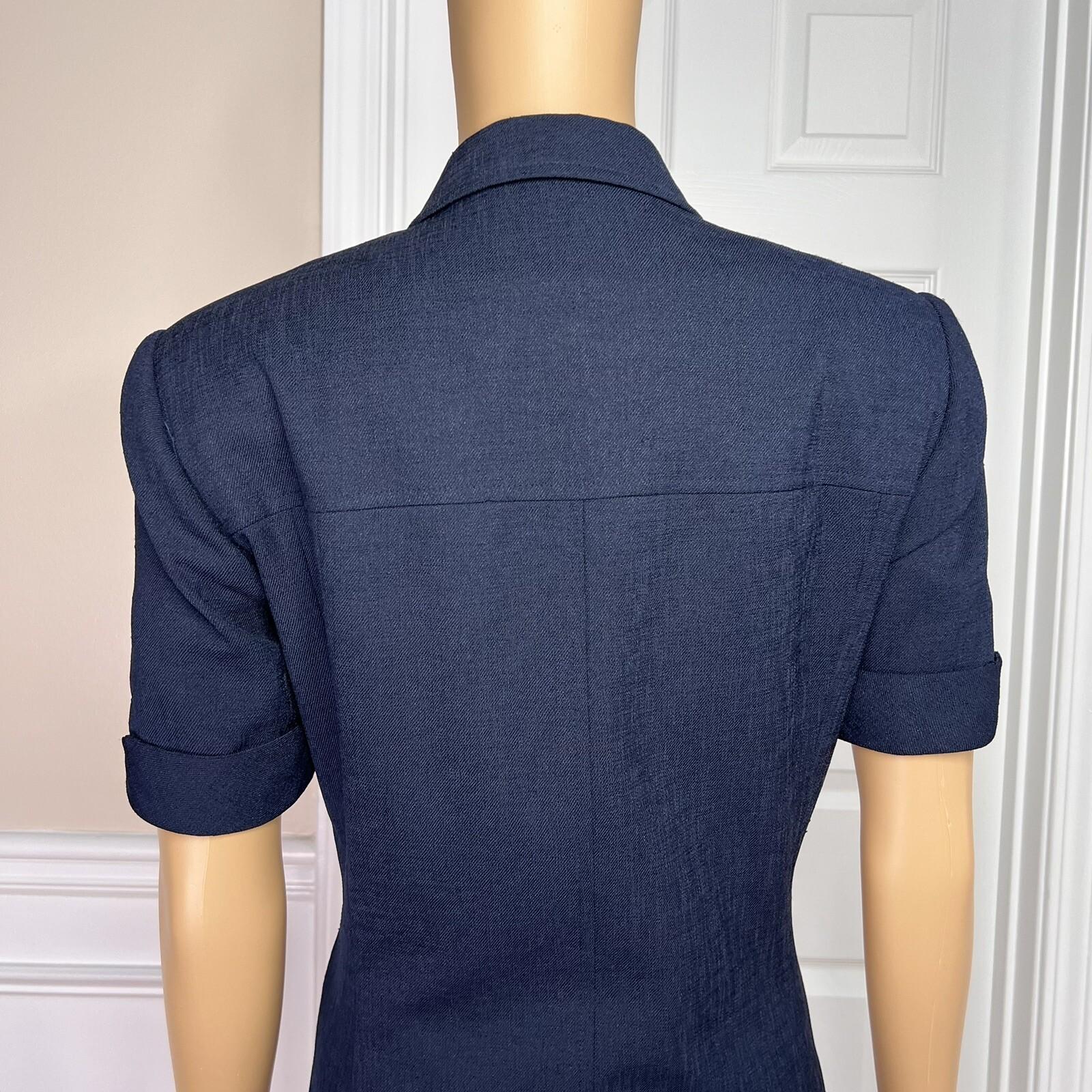 KASPER ASL 2PC VTG Dark Blue Double Breasted Polyester Cocktail Skirt Suit SZ 6